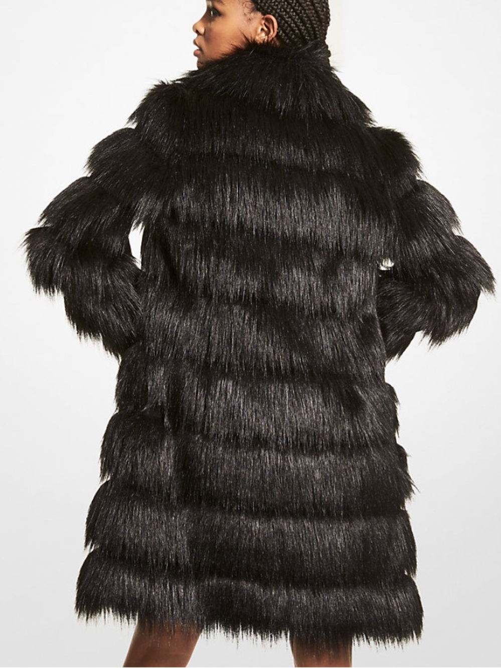 NWT Michael Kors Black Faux Fur Coat